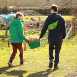 An autism practioner with one of our young people in our Countryside Learning Centre