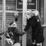 Camden Prep Principal greets students during arrival