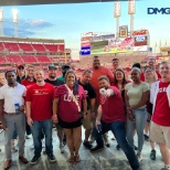 Team celebration at a Cincinnati Reds game!